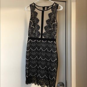 Lulu’s tan and black lace dress